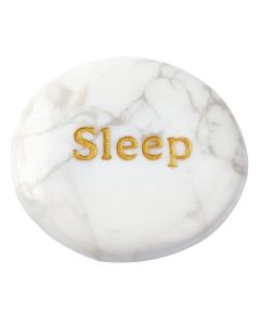Howlite White Smoothstone with SLEEP etching (1pc)