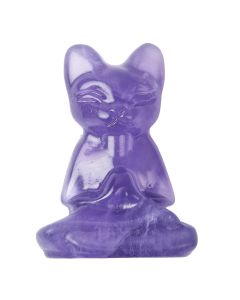 Violet Fluorite Meditating Cat, 50mm (1pc) NFD