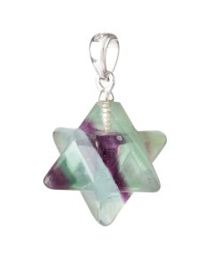 Candy Fluorite Merkaba Pendant, Sterling Silver (1pc)