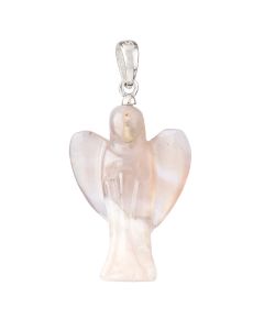 Blossom Agate Angel Pendant, Sterling Silver, 1" (1pc)