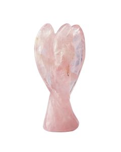 Rose Quartz Angel Mary Carving with Wings, 75mm (1pc) NFD