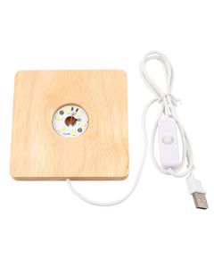 Square Wood Light Box 10cm with USB Fitting, White Light (1pc) NETT