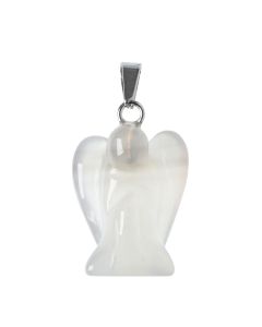 Grey Agate Angel Pendant 20mm Steel post & bail (1pc) NETT