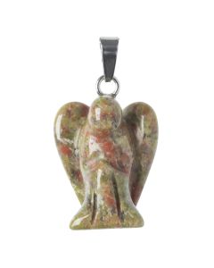 Unakite Angel Pendant 20mm Steel post & bail (1pc) NETT