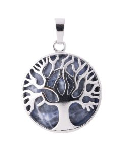 Sodalite Tree Of Life Chrome Plated Pendant (1pc) NETT