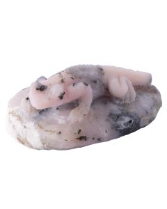 Pink Opal Lizard Carving w/Base 3.5x2.5x1.5" (1pc) SPECIAL