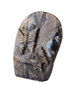 Labradorite Two Butterfly Relief 4.25x1x5.25", China (1pc) NETT