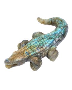 Labradorite Crocodile carving 5x2.75x1" NETT