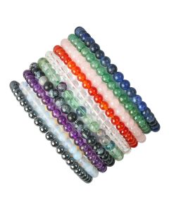 Childs assorted 4mm Bead Bracelet, 6", (10pcs) 