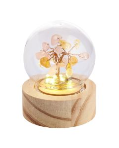Rose Quartz and Citrine Gem Tree Lamp, battery operated (1pc) NFD