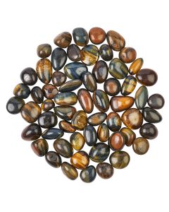 Variegated Tiger Eye Medium Tumblestones, 20-30mm, South African (500g) 