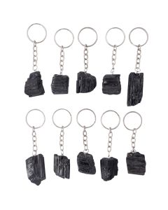 Rough Black Tourmaline Assorted Size Keychains (10pc) NETT