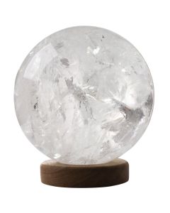 Polished Rock Crystal Sphere Lamp, AAA Grade 210mm, with Base + USB fitting, Brazil (14.05kg) 