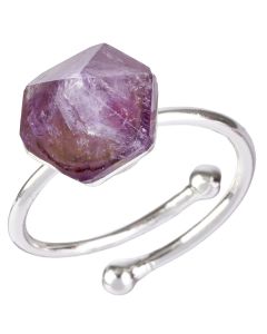 Amethyst Point Adjustable Ring, Silver Plated (1pc)
