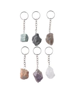 Rough Assorted Stones Keyrings, Brazil (6pcs) NETT