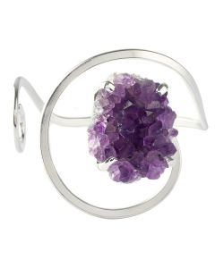 Amethyst Druze Swirl Bangle, Silver Plated (1pc)