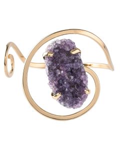 Amethyst Druze Swirl Bangle, Gold Plated (1pc)