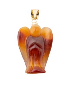 Carnelian Angel Pendant, Gold Plated Bail 20mm (1pc) 