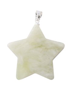 New Jade Flat Star Pendant with Silver Plated Bail (1pc) NETT
