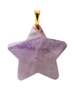 Amethyst Flat Star Pendant with Gold Plated Bail (1pc) NETT