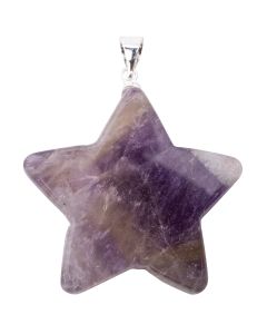 Amethyst Flat Star Pendant with Silver Plated Bail (1pc) NETT