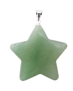 Green Aventurine Flat Star Pendant with Silver Plated Bail (1pc) NETT
