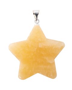 Calcite Yellow Flat Star Pendant with Silver Plated Bail (1pc) 