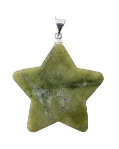 Serpentine Flat Star Pendant with Silver Plated Bail (1pc) 
