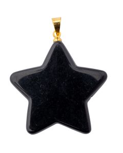 Black Obsidian Flat Star Pendant with Gold Plated Bail (1pc) NETT