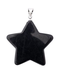 Black Obsidian Flat Star Pendant with Silver Plated Bail (1pc) NETT