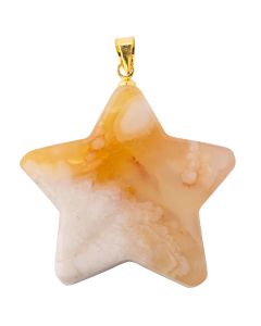 Flower Agate Flat Star Pendant with Gold Plated Bail (1pc) NETT