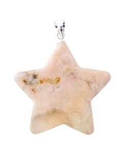 Flower Agate Flat Star Pendant with Silver Plated Bail (1pc) NETT