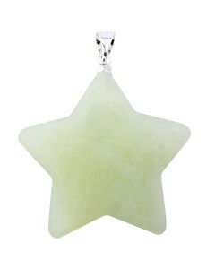 New Jade Puff Star Pendant with Silver Plated Bail (1pc) NETT
