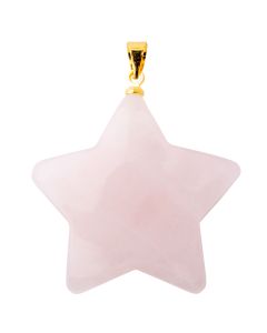 Rose Quartz Puff Star Pendant with Gold Plated Bail (1pc) 