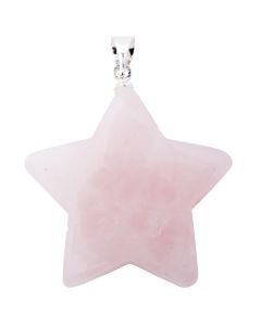 Rose Quartz Puff Star Pendant with Silver Plated Bail (1pc) NETT