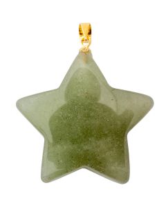Green Aventurine Puff Star Pendant with Gold Plated Bail (1pc) 