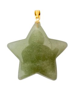 Green Aventurine Puff Star Pendant with Gold Plated Bail (1pc) NETT