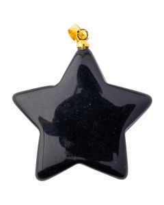 Black Obsidian Puff Star Pendant with Gold Plated Bail (1pc) 