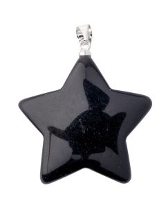 Black Obsidian Puff Star Pendant with Silver Plated Bail (1pc) NETT