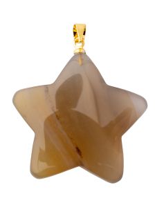 Grey Agate Puff Star Pendant with Gold Plated Bail (1pc) 