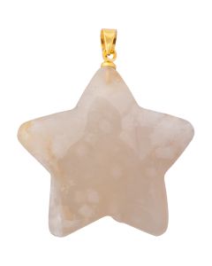 Flower Agate Puff Star Pendant with Gold Plated Bail (1pc) 