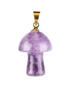 Lepidolite 20mm Mushroom Pendant with Gold Plated  Bail (1pc) NETT