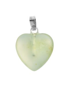 New Jade Heart Pendant 15mm Silver Plated Bail (1pc) NETT