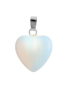 Opalite (synthetic) Heart Pendant 15mm Silver Plated Bail (1pc) NETT