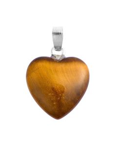 Tiger Eye Heart Pendant 15mm Silver Plated Bail (1pc) NETT