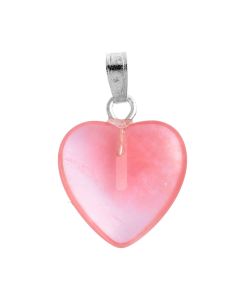 Cherry Quartz (synthetic) Heart Pendant 15mm Silver Plated Bail (1pc) NETT