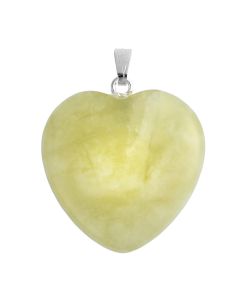 New Jade Heart Pendant 25mm Silver Plated Bail (1pc) NETT