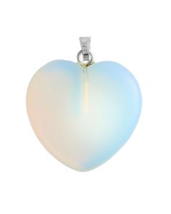 Opalite (synthetic) Heart Pendant 25mm Silver Plated Bail (1pc) NETT