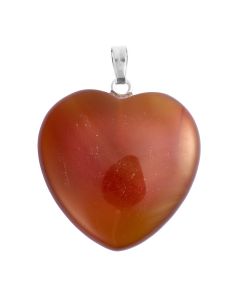 Carnelian Heart Pendant 25mm Silver Plated Bail (1pc) NETT