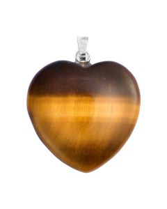 Tiger Eye Heart Pendant 25mm Silver Plated Bail (1pc) NETT